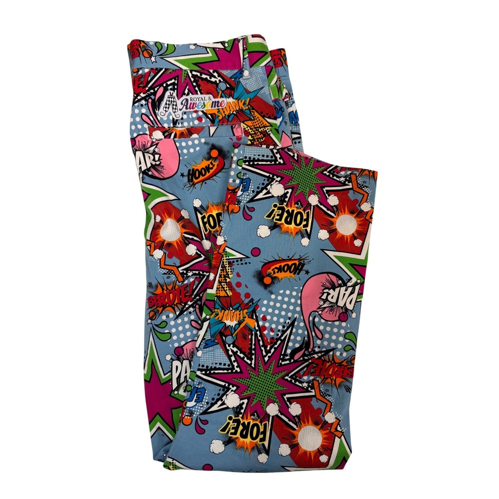Royal &‎ Awesome Mens Golf Pants Comic Book Partoon Print Blue Men 36X30